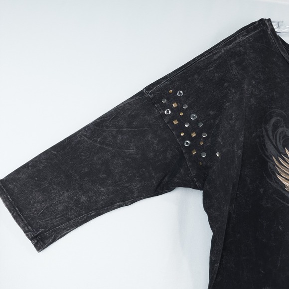 Harley Davidson Womens XL Marquette MI Forever Bald Eagle Studded 3/4 Sleeve Top - Picture 12 of 16